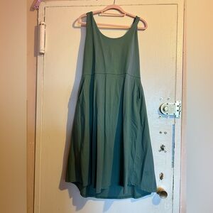 Pact Green Pleated Midi Sundress